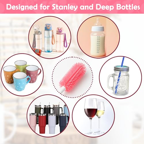 Image of Mity rain Silicone Straw Cleaner Brush Set- Includes Straw Cleaner for Stanley Cups, Long Brush and Cup Lid Wash, All Tumbler Cup, Baby Bottles - Multi-Use Cleaning Kit