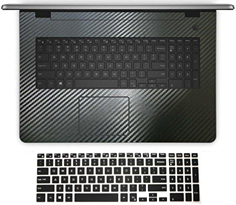 2in1 Wrist Palmrest Palm rest Skin Sticker With Trackpad Touchpad Cover+ semi-black Keyboard Protector for 17.3'' Dell Inspiron 17-5755, i5755, 17-5759, i5759 (black carbon fiber)