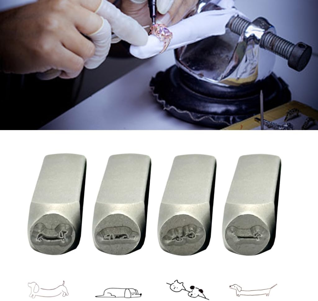 Metal Designs Stamps Punching Tool Intricate Metal Stamps with Dog for Creating Jewelry and Craft Designs
