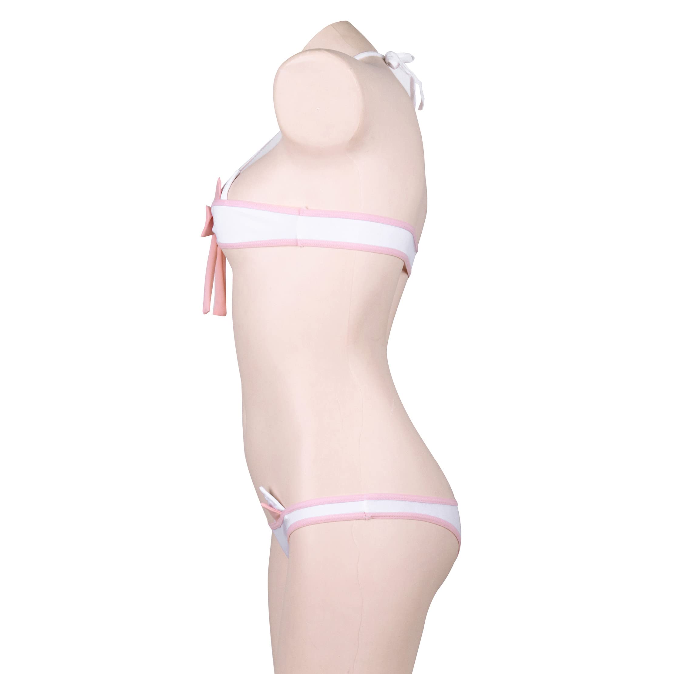 JasmyGirls Cute Micro Bikini Kawaii Anime Cosplay Lingerie Sexy Cat Bra and Panty Bow Bandeau Lolita Underwear Japanese Swimsuit White