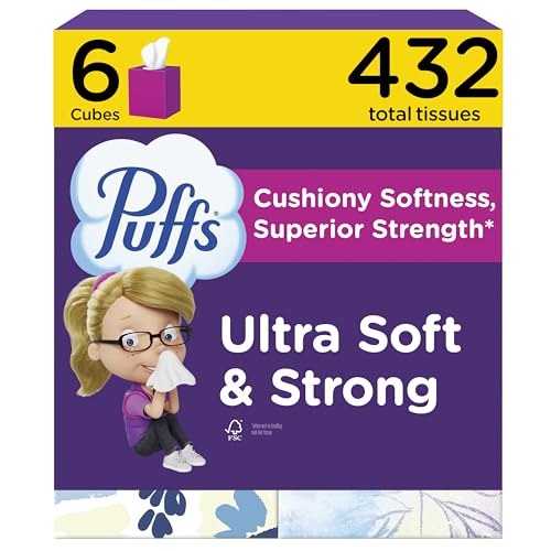 Image of Puffs Ultra Soft Facial Tissuess, Mega Cube, 72 Facial Tissues Per Box, 6 Count