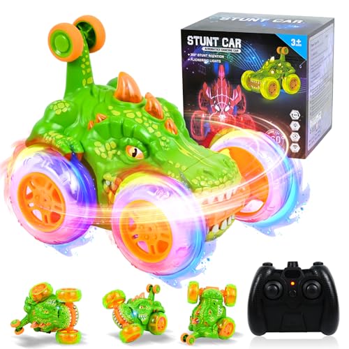 PATEMZON Ferngesteuertes Auto ab 3 4 5 6 7 8 Jahre, RC Auto 2.4Ghz 360° Flips mit LED Blinken Monstertruck, RC Stunt Auto, Spider, Dinosaurier Spielzeug, Geschenke für Kinder (Dinosaurier) PATEMZON Ferngesteuertes Auto ab 3 4 5 6 7 8 Jahre, RC Auto 2.4Ghz 360° Flips mit LED Blinken Monstertruck, RC Stunt Auto, Spider, Dinosaurier Spielzeug, Geschenke für Kinder (Dinosaurier)