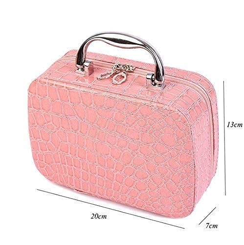 Image of Multifunctional Cosmetic Bag for Travel with Small Mirror Adjustable Dividers for Cosmetics Makeup Brushes | Toiletry Bucket | Organizer | Household Grooming Kit | Toiletry Vanity Portable
