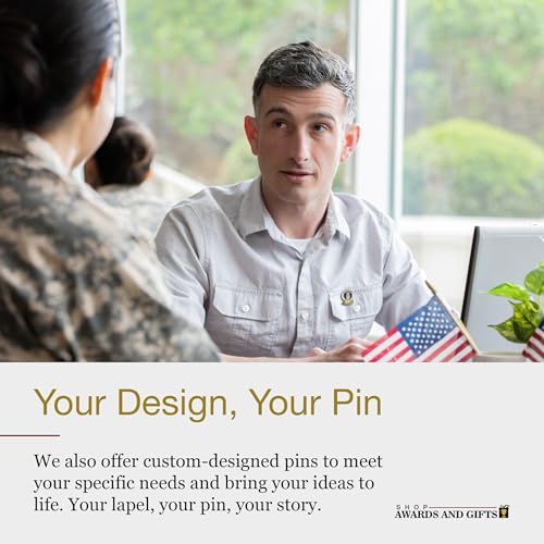 Image of SHOP AWARDS AND GIFTS United States US Veteran Lapel Pin, Retirement and Service, 1-1 /8 inch