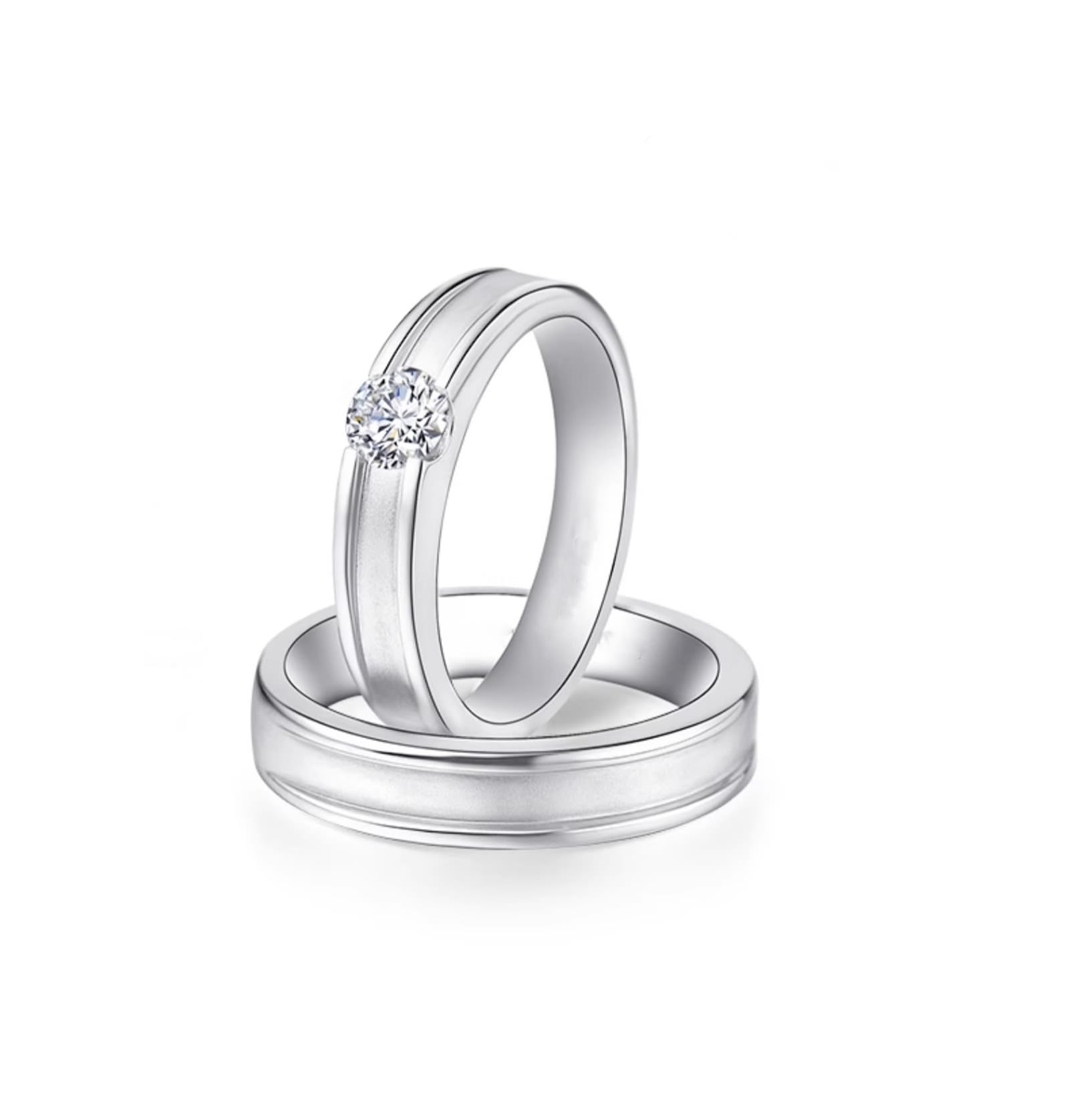 Wycian Anillos de Boda Hombre Anillos Boda Plata Oro Blanco de 14 Quilates Polaco Talla 17 Sólido No Chapado Actualización 3.0 para Esposa Acción de Gracias Joyas