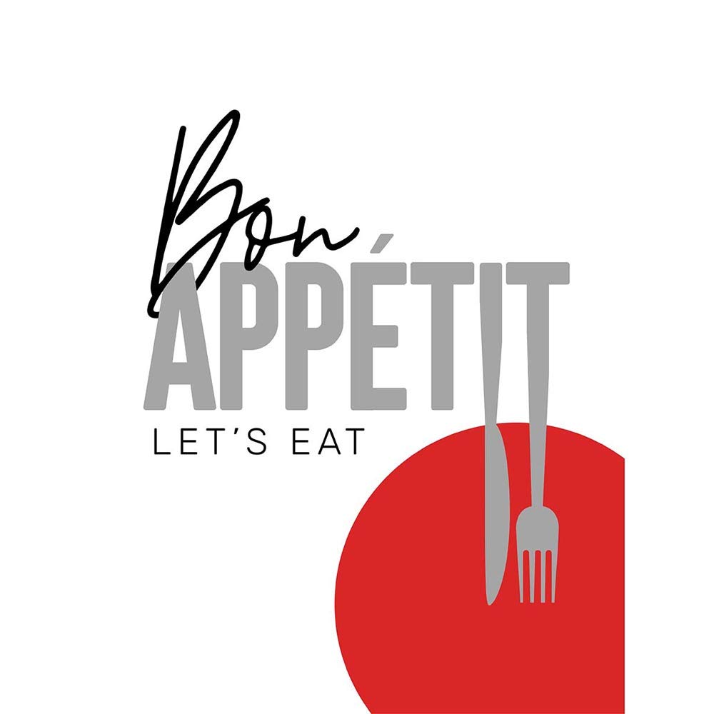 Wee Blue Coo Bon Appetit Typography Art Print Poster Wall Decor 12X16 Inch
