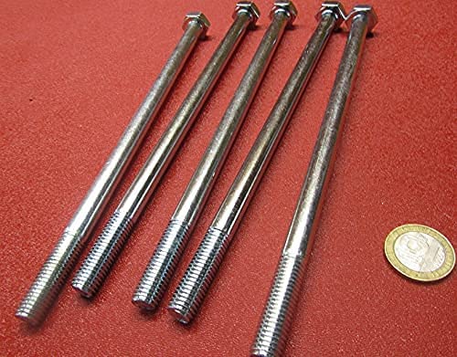 8.8 Zinc Steel Bolts PT M10 x 1.5 mm x 200 mm Long 5 pcs