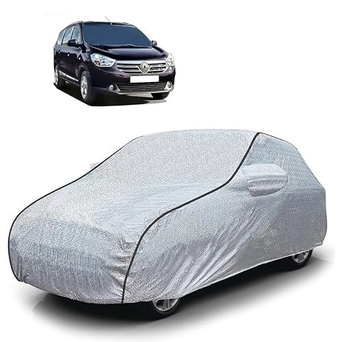 Image of Sulfar 100% Waterproof Car Body Cover Compatible with Mirror for Renault Lodgy (Triple Stitched, Full Bottom Elastic, Magic Silver with Black Piping)