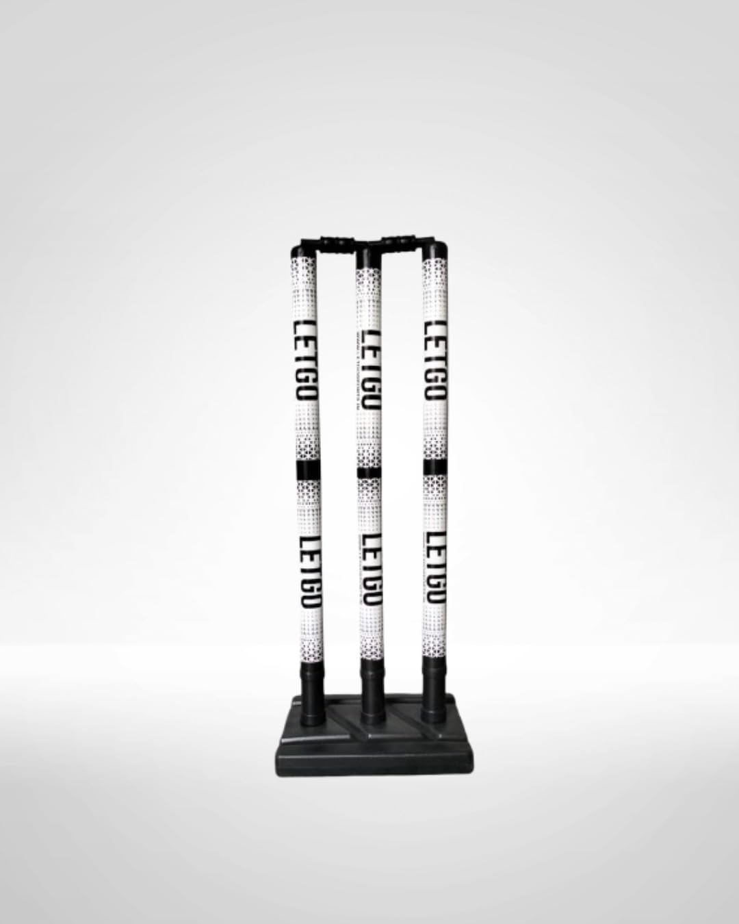 GullyMaster Heavy Plastic Cricket Stump Set with Base, White and Black, 3 Stumps with Stand, Outdoor Sports Equipment-image-5