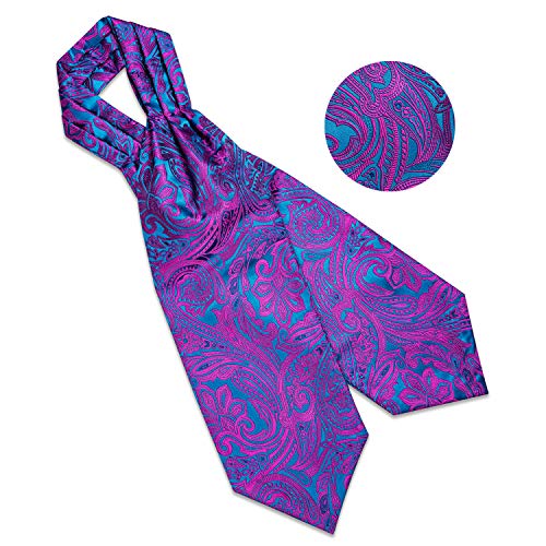Image of DiBanGu 3PCS Ascot Ties for Men Wedding Jacquard Woven Silk Ascot Cravat for Men Cravat Tie and Pocket Square Set