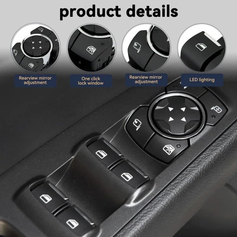 ML3Z14529BE Power Window Switch Assembly Manual Fold Mirror LH-Driver Compatible For 2021-2023 Ford F-150