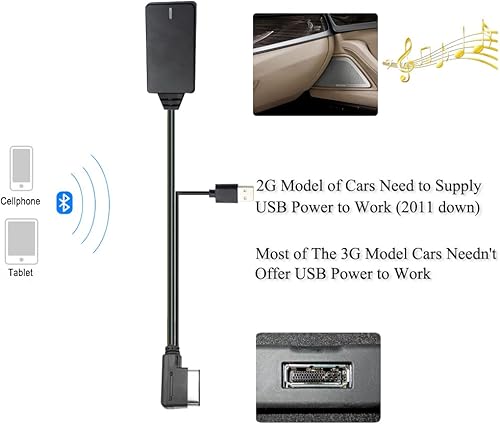 Miniatura 7 de Adaptador Bluetooth 5.0 compatible con Audi A3 A4 A5 A6 A7 S3 S4 Q3 Q5 Q7 Volkswagen VW 2G 3G 3G+ AMI MMI Port Cable Music Play Connector funciona