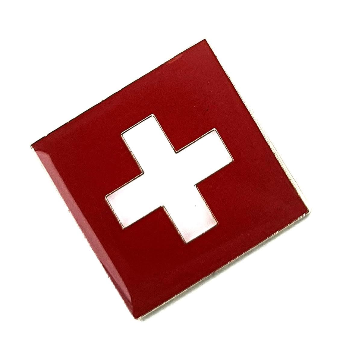 Swiss Switzerland Metal Enamel Country Flag Pin Badge, Gold