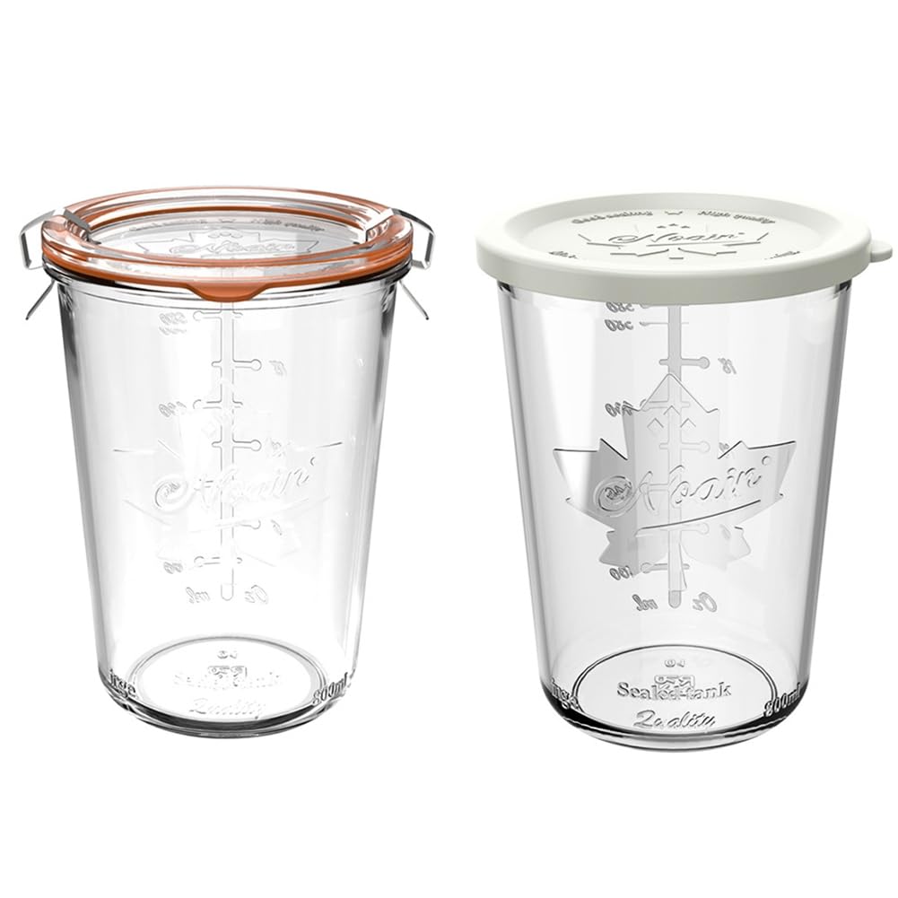 UDSKNV[KSL 27 Oz 2-Pack Canning Jars Wide-Mouth Airtight Storage Containers Glass Storage Containers for Sourdough Glass Canning Jars 27 Oz