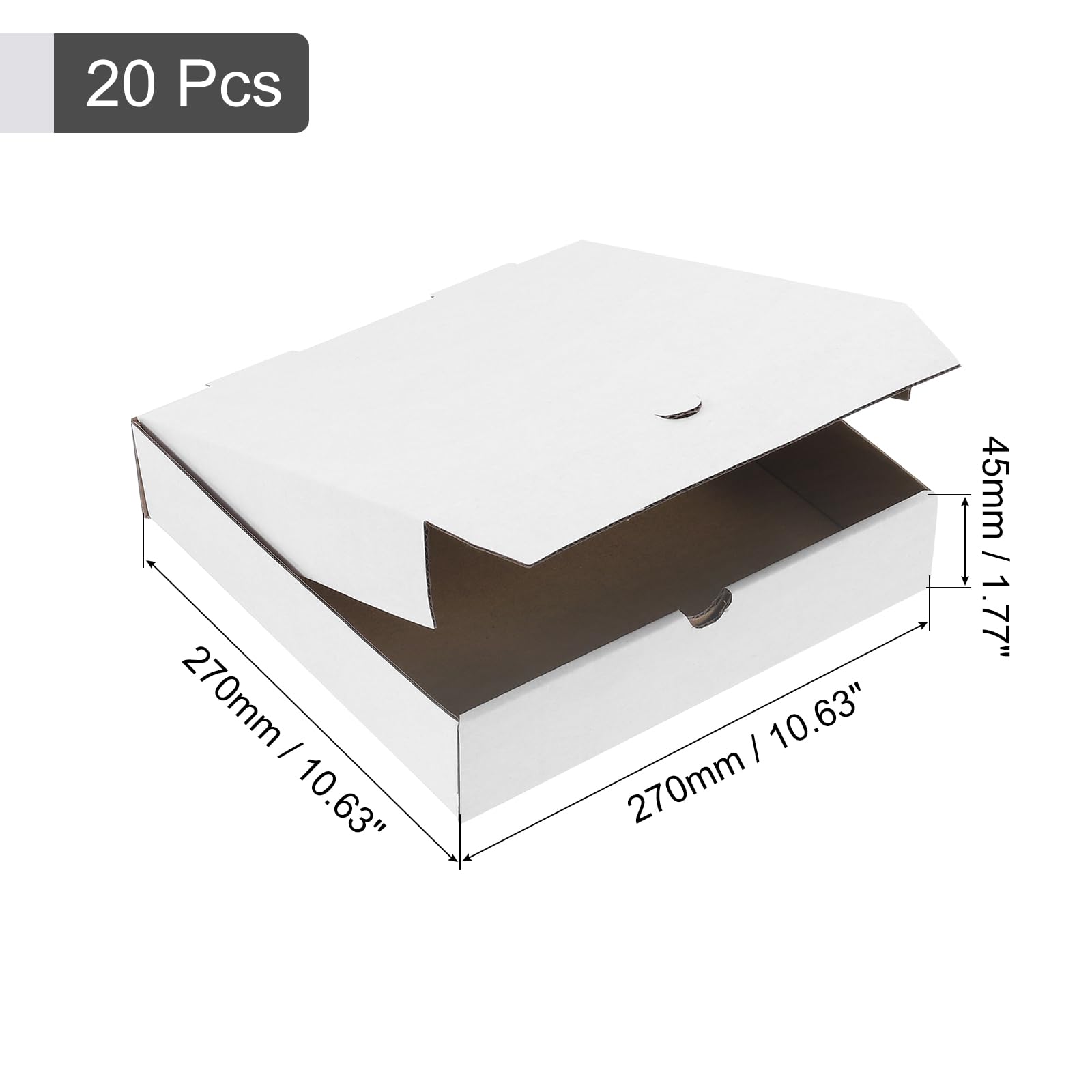 QUARKZMAN Caja de Pizza 20 piezas 10 x 10 - Cajas de Pizza Mini de Papel de Cuero de Vaca Contenedor Cuadrado de Almacenamiento Corrugado para Pasteles Galletas Pizza (Blanco)