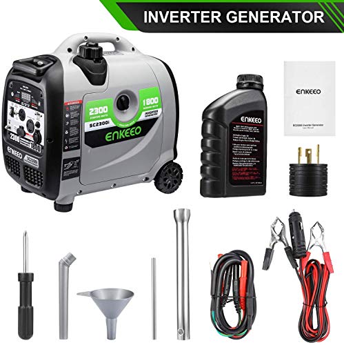 ENKEEO 2300W Generator Portable Inverter, Fuel Power Inverter Generators SC2300i Gas Petrol Powered Power Supply 120V Output, Super Quiet Parallel Ready for Camping Travel