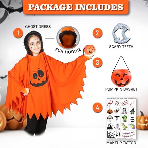 Image of Sarvda Halloween Dress | Costume and Accessories | For Girls and Boys | Haunted Horror Theme Party Vampire Witch Ghost Skeleton Draculla Pumpkin Scary Cosplay Dress
