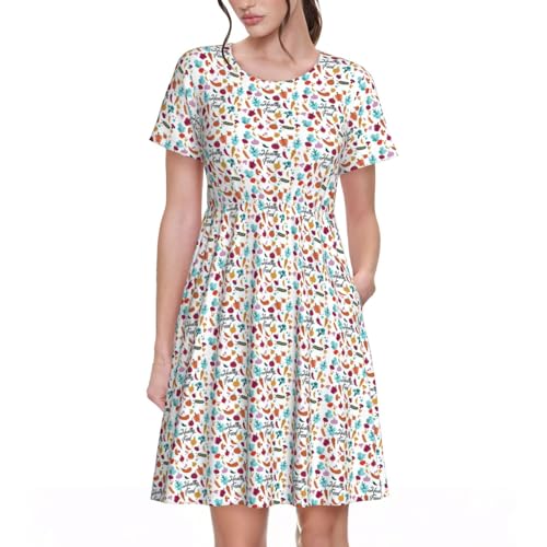 Robe d'été décontractée pour femme imprimée robe courte en coton léger