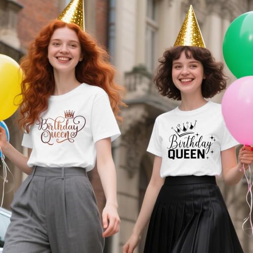 Birthday Shirts for Women Birthday Queen Squad T-Shirt B-Day Crown Tee Tops Black4