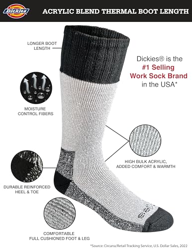 Dickies Men's High Bulk Acrylic Thermal Boot Crew Socks, (2, 4 Pairs)2