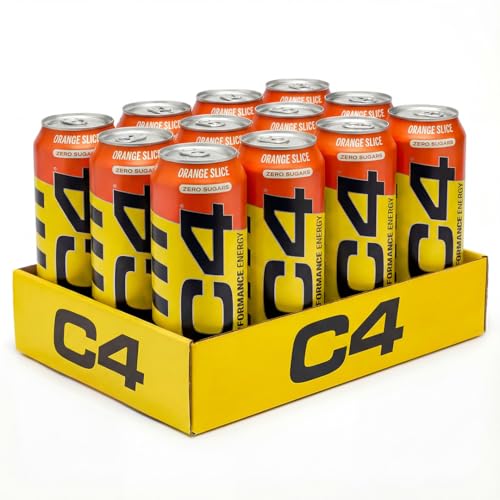 C4 Performance Energy Drinks Orange Slice 500ml (12 pack) | Sugar Free Energy Drink with 160mg Caffeine 250mg Betaine 1050mg Taurine | Low Calorie Fizzy Drinks for On the Go Energy and Focus
