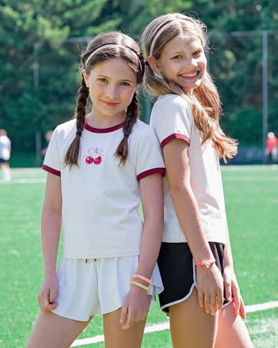 Image of Stelle Girls Graphic Tees Short Sleeve Girls Shirts Cute Tops Crew Neck Casual Basic Summer T-Shirt for Kids Teen 4-15 Years