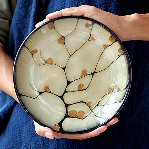 ERoomQ Pasta Bowls 8.26in Ceramic Western Plate Tableware for Restaurant Kitchen Dessert Fruit Salad Noodles Salad Bowls,