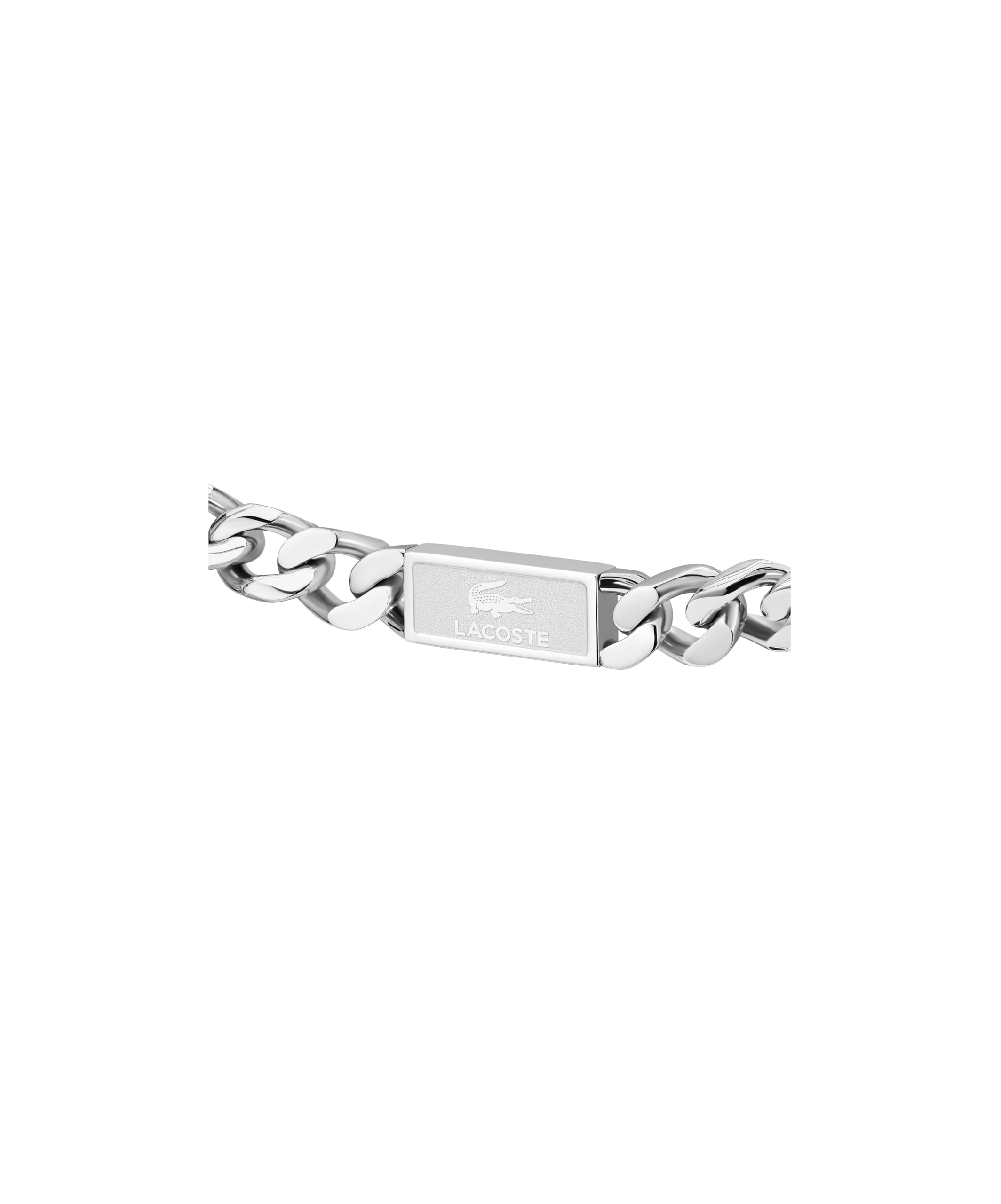Lacoste Bracelet en Chaîne pour Homme Collection BACKHAND en Acier Inoxydable avec une Plaque Gravée - Disponible en Version Or ou Argent