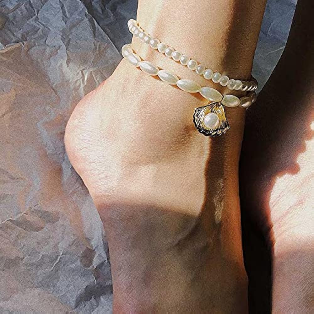 Amazon | Campsis ファッションシェルアンクレットセット パール