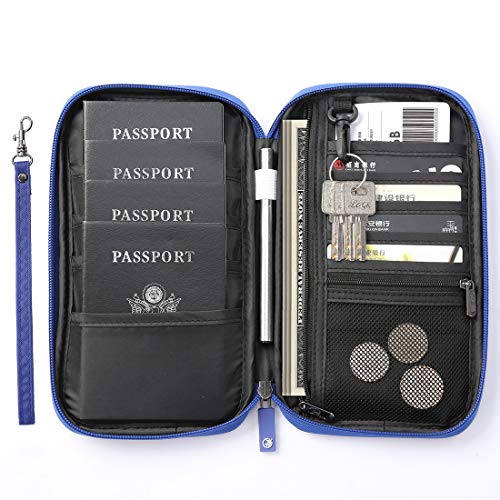 Image of VanFn RFID Travel Passport Wallet, Family Passport Holder, Trip Document Organizer P.Travel Series (Nylon - Blue)