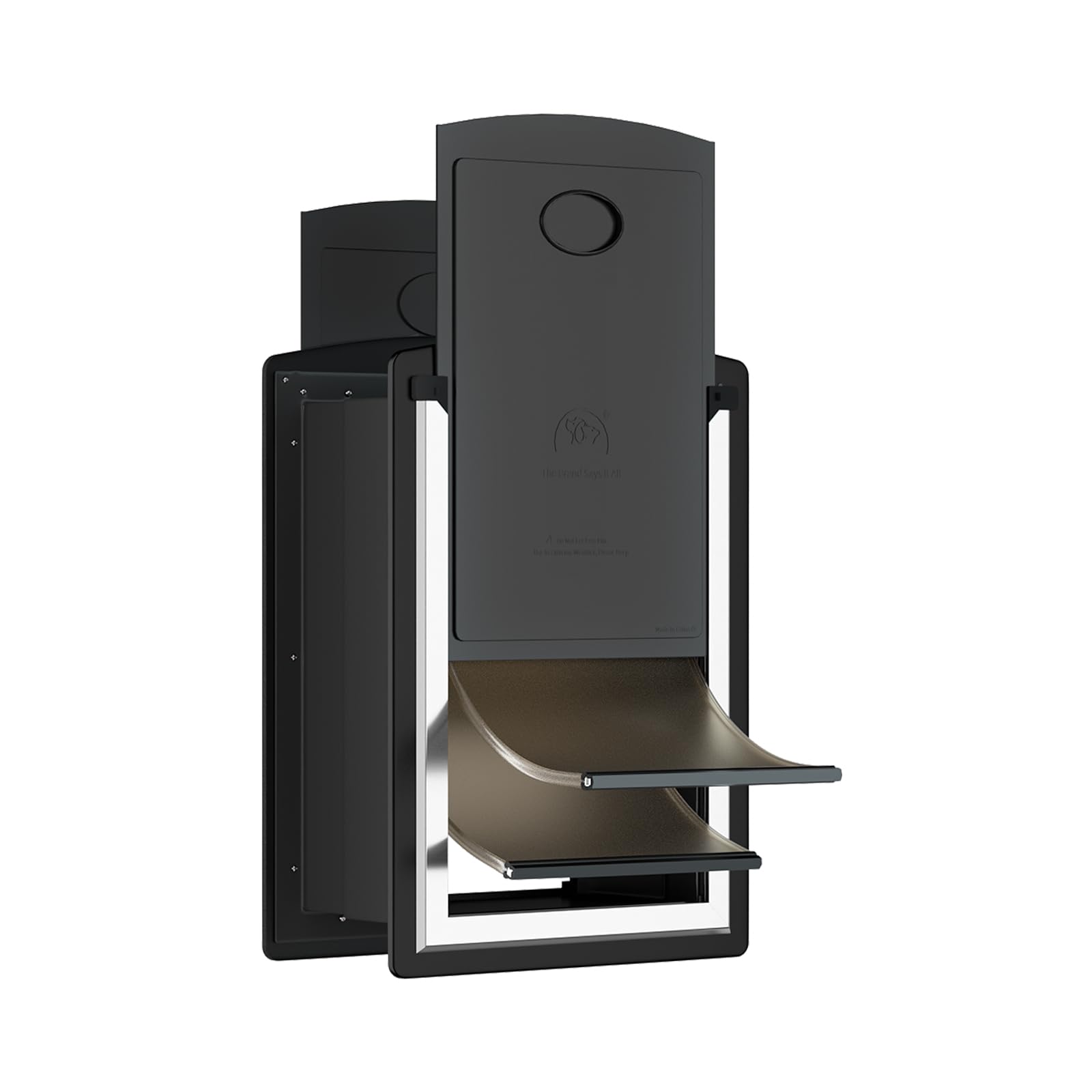 ClawJaw Doggy Door for Wall, Metal Frame and Telescopic Tunnel Pet Door, Double-Sided Wind Deflector and Magnetic Flaps, Easy to Install, Black (Pets Up to 40 Lb)-Medium