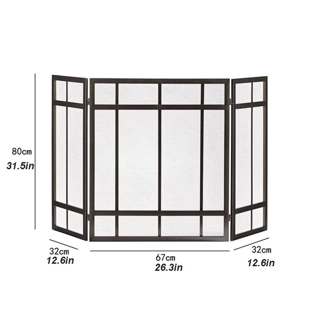 Schermi per Caminetti di Guardia Home Caminetto Pannello Soggiorno Soggiorno Art Camino Camino Tri-Pieghevole Screen Decoration Band Band Partizione NET Fire Parete Fire Position Bar L'26.3 × H'31.5 A