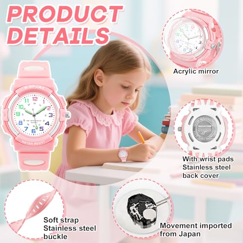 Image of CKV Kids Watch for Boys Girls Ages 5-12, Waterproof Time Teacher Easy to Read Analog Sport Outdoor Children Watches with Soft Band for Kids
