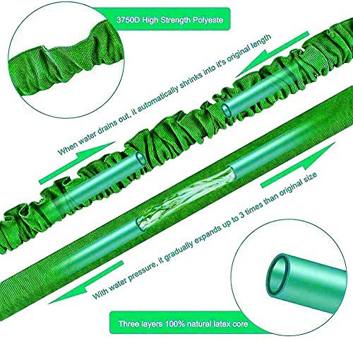 Tuyau d'arrosage extensible 30m VENQI vert avec buse 8 modes