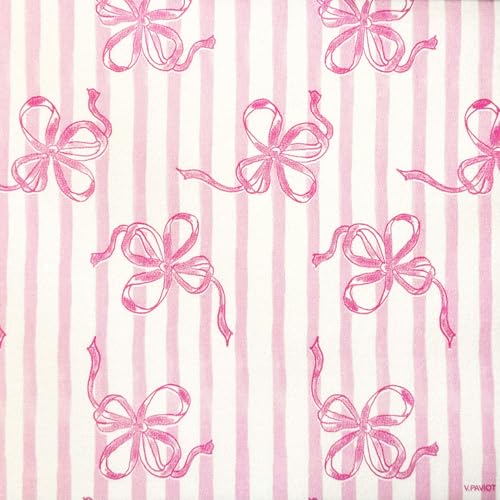 FRANCOISE PAVIOT - Lot de 20 serviettes en papier intissé 40x40 cm Ruban Rose