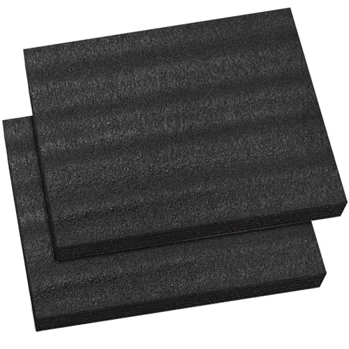 AurDo 2 Pcs Black Polyurethane Foam Sheet,16x12x1 Inch Cuttable Foam Padding Pad for Packing and Crafts,Toolbox Storage.