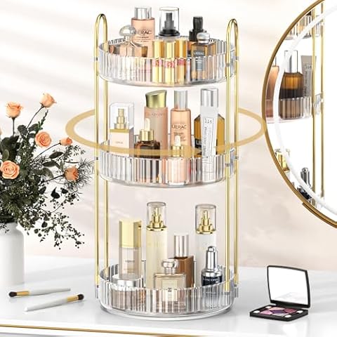MOKANI 360 Rotating Makeup Organiser with Large Capacity Cover