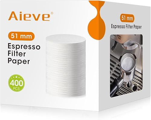 Aieve Filtro de papel de café compatible con la cafetera Breville Barista Espresso, 400 piezas de 2.008 in de filtro de café expreso de pantalla de