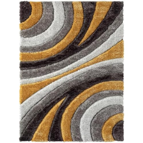 Image of Soft Shaggy Carpet 3x5 Feet - Ultra Plush, Non-Slip, High Pile 2 Inch Microfiber Rug for Bedroom, Living Room, Kids Room & Office - Modern Cozy Floor D�cor (Yellow Black C)
