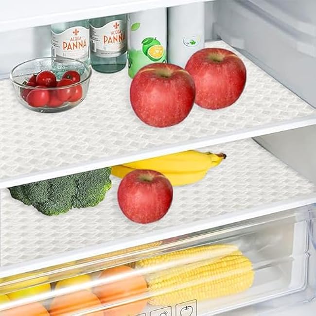 Absorbent Refrigerator Shelf Liners - Non Slip Bin Liner Mats - Washable Drawer Liners for Glass and Cabinet - (6PCS Gray Slate)