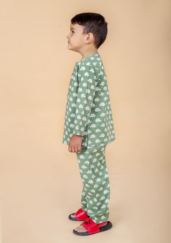 Image of Boys Cotton Night Suit | Jaipur Handblock Print Pajama Set for Kids | Boys Sleepwear | Kids Pajama Set | Baby & Toddler Sleep Suit | Combo Pack of 2