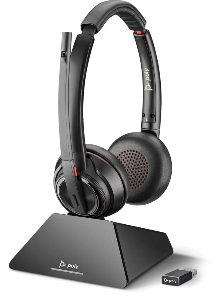 Poly Savi 8220 Auricolare Wireless A Padiglione Ufficio Bluetooth Base di ricarica Nero