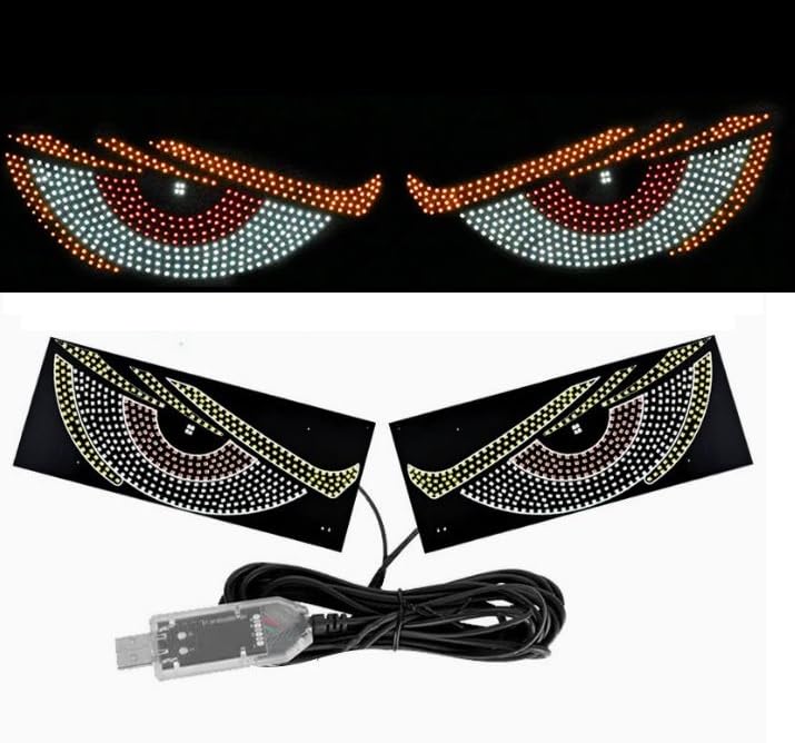 Image of AutoBizarre Devil Eyes LED lights For Car Windshield Led Panel With USB For Car Rear Window Universal for All Cars, Vans, Trucks, etc (White)