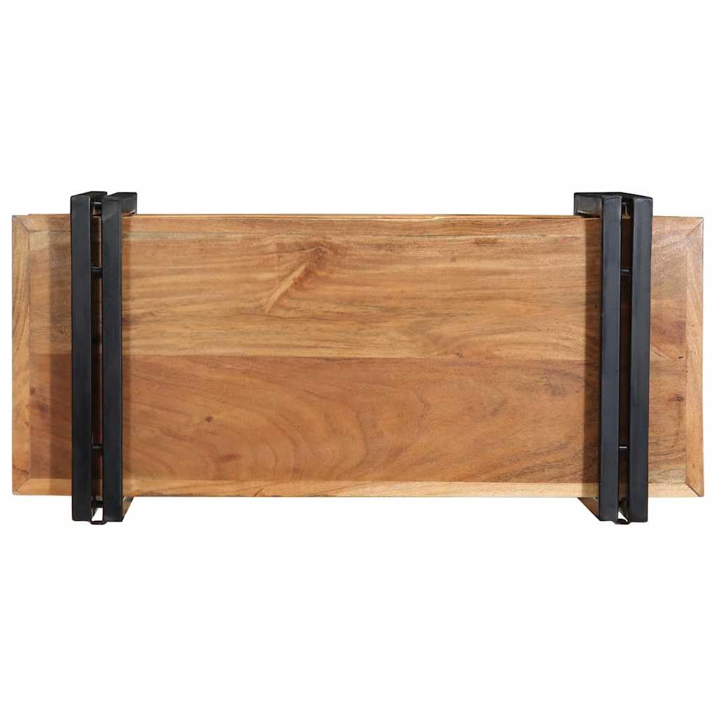 Wandregal 70x33x35 cm Massivholz Akazie mit 60 kg Tragkraft, stabiles Hifi Regal und Medien Schrank für Wohnzimmer, Aufbewahrung von DVD, CD, Vinyl, Router und Gaming Zubehör