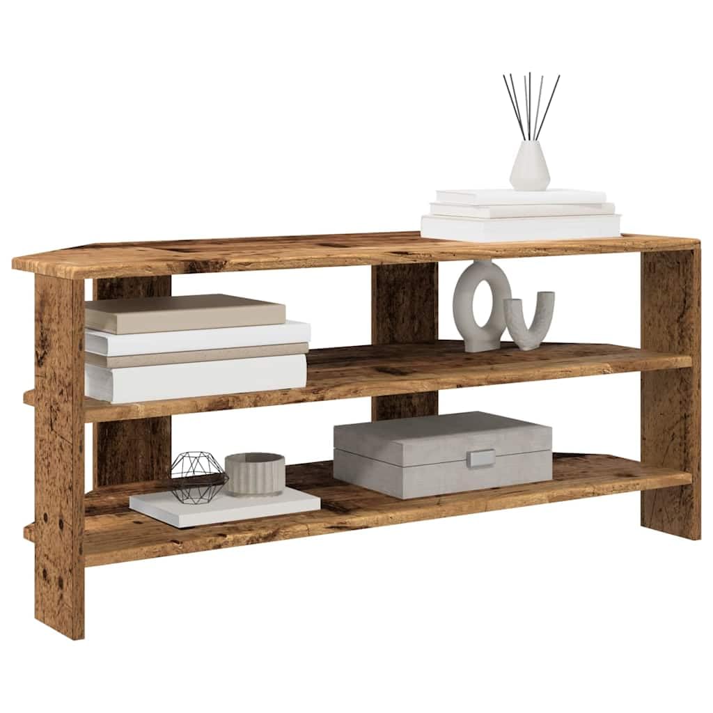 Mobile angolare per TV angolare in legno anticato, 102 x 40,5 x 45 cm, con spazio e scaffale, per soggiorno, camera da letto, gaming, home theater, moderna console multimediale bassa con