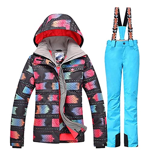 Liudan Kombinezon narciarski damska kurtka narciarska + zestaw spodni narciarskich zimowy kombinezon narciarski outdoorowy kombinezon narciarski górski snowboard wiatroszczelne ubrania kombinezony śnieżne (kolor: 14, rozmiar: S)