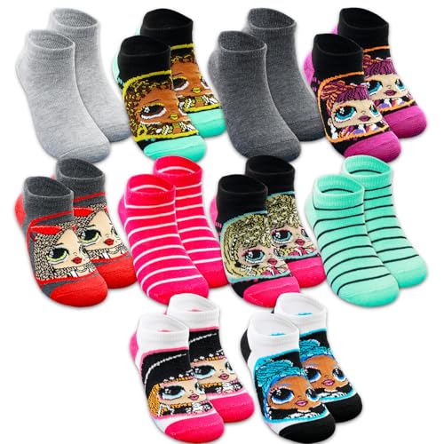 LOL Surprise Socks for Girls - Apparel Bundle With 10 Pairs, Kids Shoe Size 7-10 Plus Stickers | Ages 4-6 Years2
