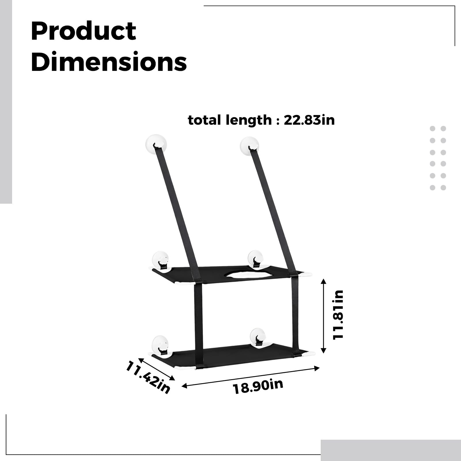 Hamac de fenêtre double couche noir pour chat, perchoir de fenêtre en maille respirante avec ventouses robustes, lit intérieur peu encombrant pour animal domestique