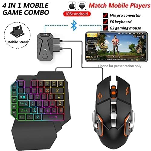 One Hand Non Mechanical Gaming Keyboard and Backlit Mouse Combo, USB Wired Rainbow Letters Glow Single Hand Mechanical Keyboard,Gaming Keyboard Set... - Image 3