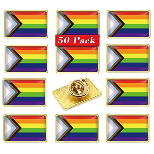 Image of 12 /24 /48 /100 /200 Pcs Inclusive Progress Pride Pin Rainbow Gay Flag LGBT Enamel Progressive Lapel Pins Bulk Decoration for Clothes and Bags Gifts